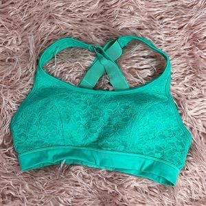 aerie Teal Lace Crisscross Sports Bra
